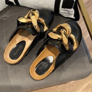 JW Anderson chain link black leather mules size 40